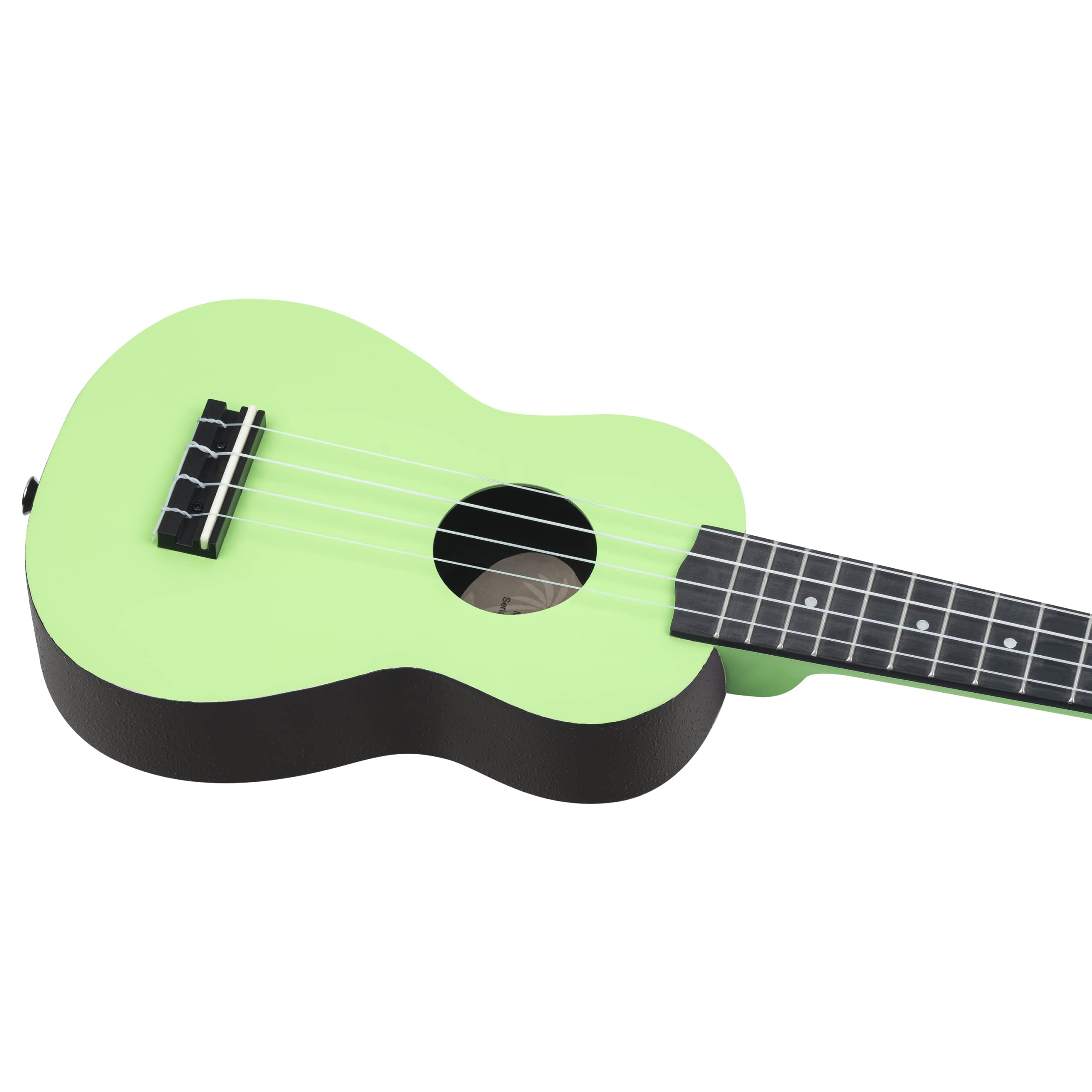 Ortega Guitars Ukelele Soprano verde - Keiki K2 - Kit de inicio incluye afinador, correa, 5 púas medianas y bolsa de dibujo - pastel/tomatillo (K2-TMO)