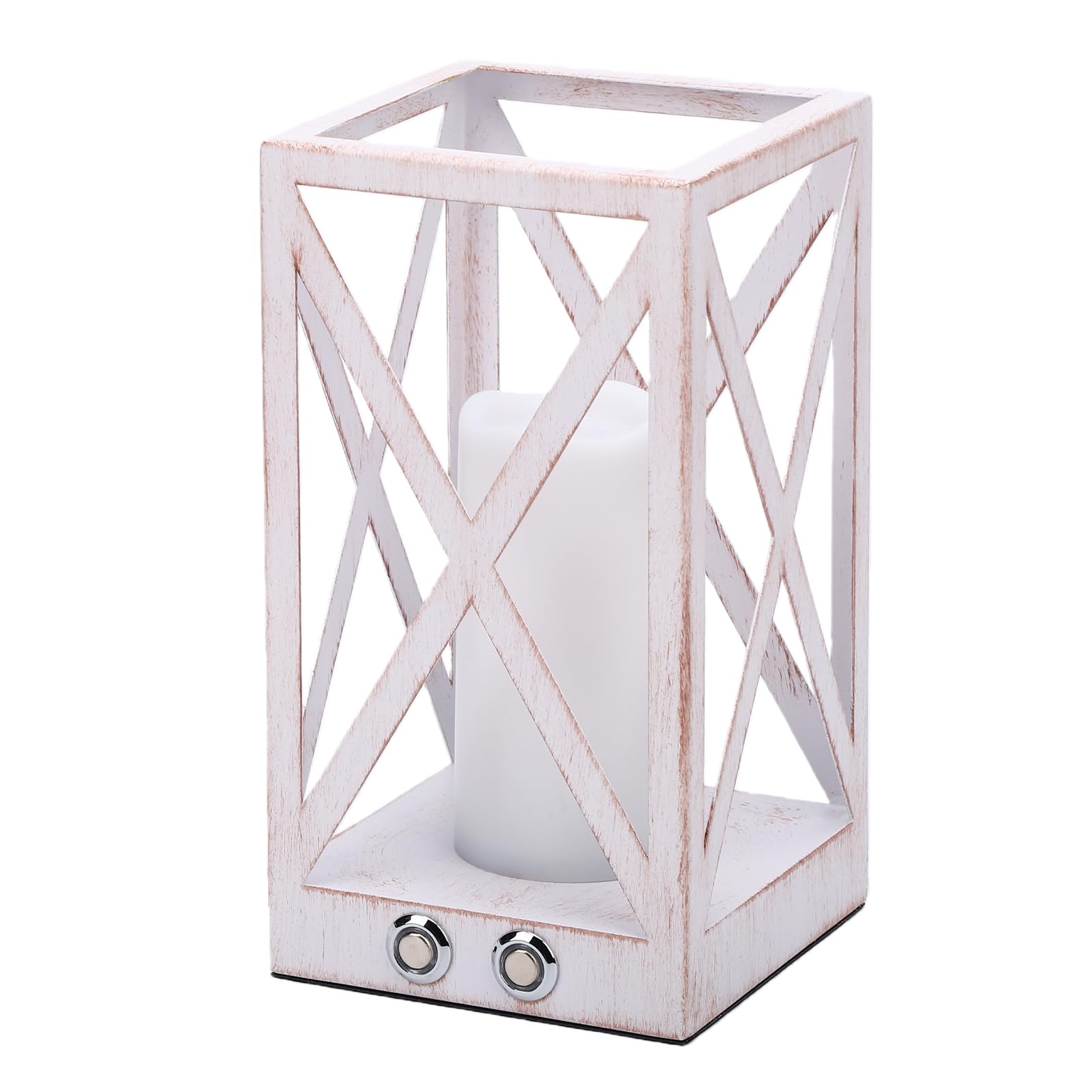 Lampada da Tavolo a LED con Temperatura di Colore Regolabile Luce Notturna Portatile con Effetto Candela per Camera da Letto Asilo Nido Ferro 11,8x11,8x22 Cm (WHITE)