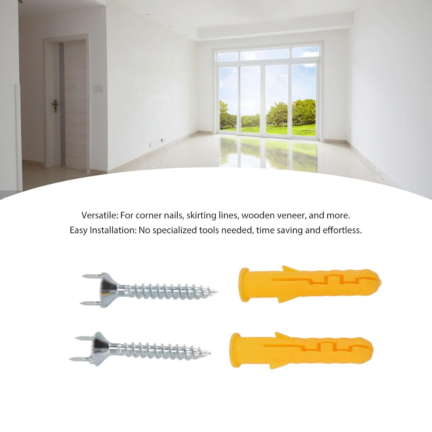 Double Head Skirting Screws Stainless Steel Screw Nails with Wall Anchor Screwdriver Bit Seamless Hardware Tool Accessory for Home Maintenance Worker