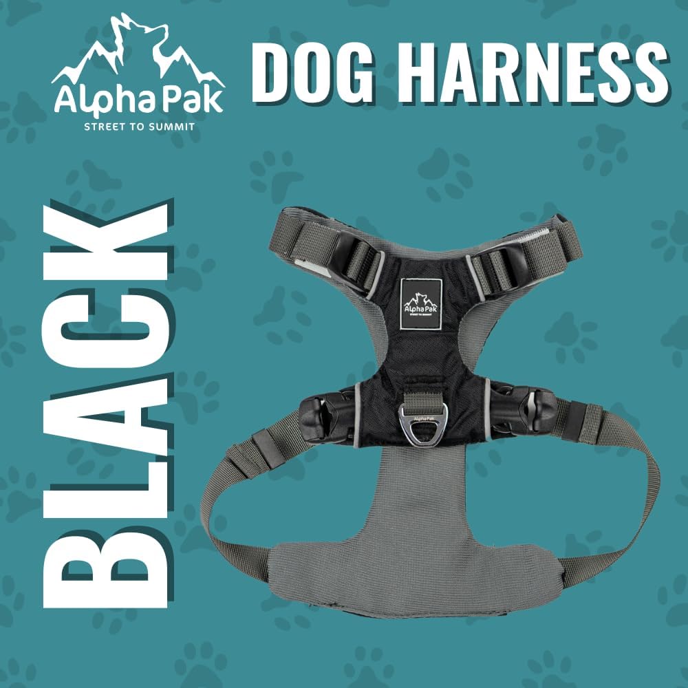 Millvue Black Dog Harness with EZ FIT Buckles Materials That are Waterproof, Durable, and Padded for Extra Comfort - Dog Accessories by AlphaPak - Size X-Small