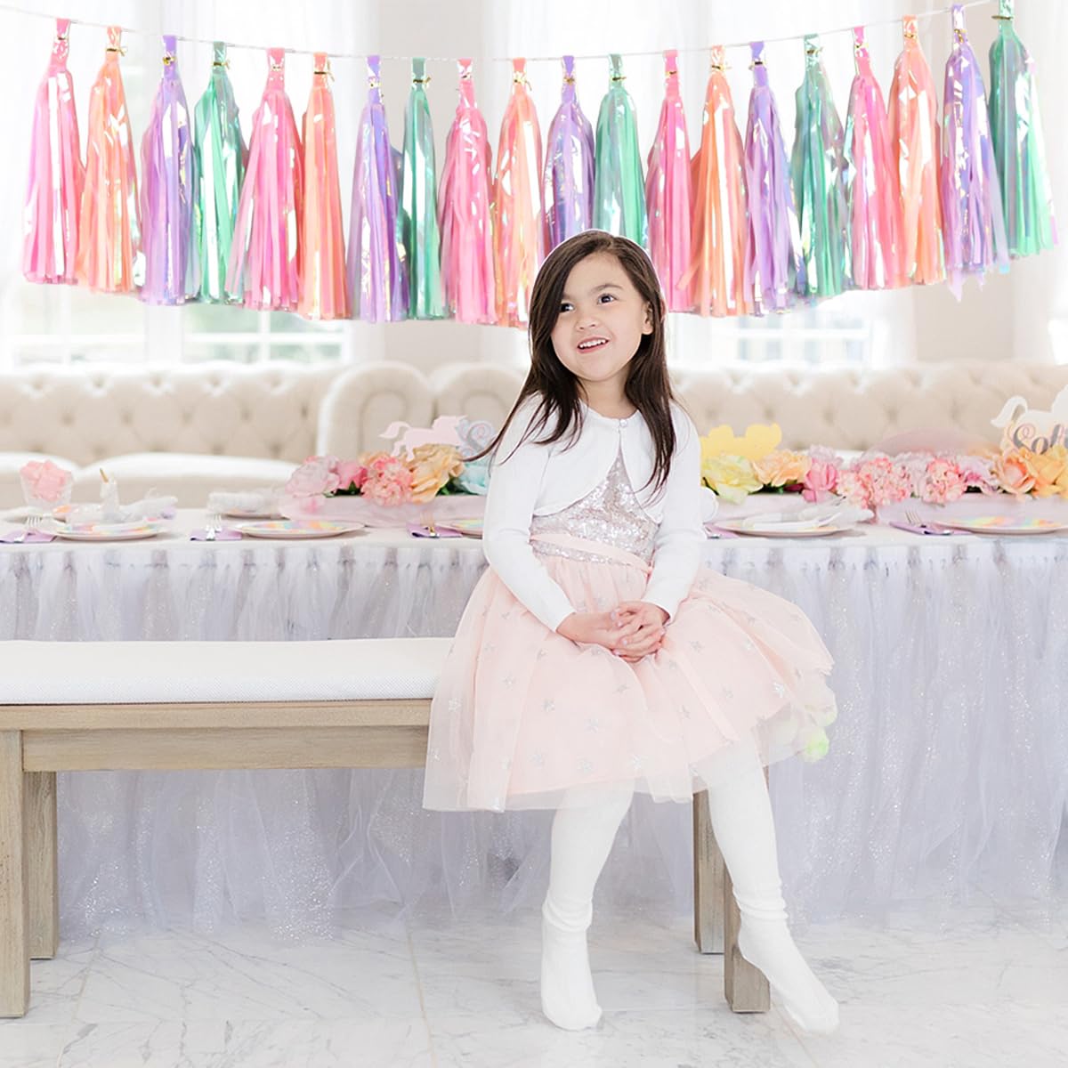 SSKHE Bunte Quasten Girlande - 20 Stück, Mehrfarbig Für Party Dekoration