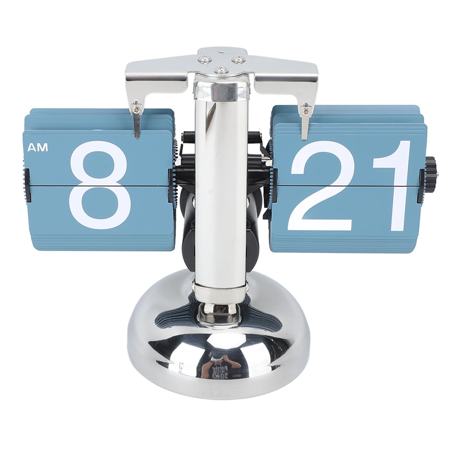 Reloj abatible mecánico de mesa azul estilo retro vintage con engranaje