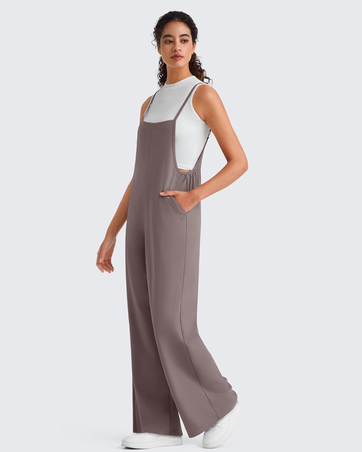 G4Free EverGoing Sleeveless Jumpsuit for Women Wide Leg Pants - Casual Overalls Adjustable Straps Rompers with Pockets