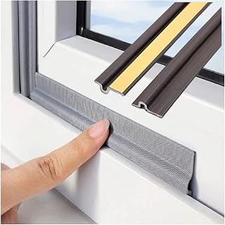 80IN Self Adhesive Window Gap Sealing Strip, Windproof Soundproof Weather Stripping Door Seal, PU Foam Sliding Door Bottom Seal Tape Guard Sealer Dust Stopper for Windows Doors Insulation (Brown)