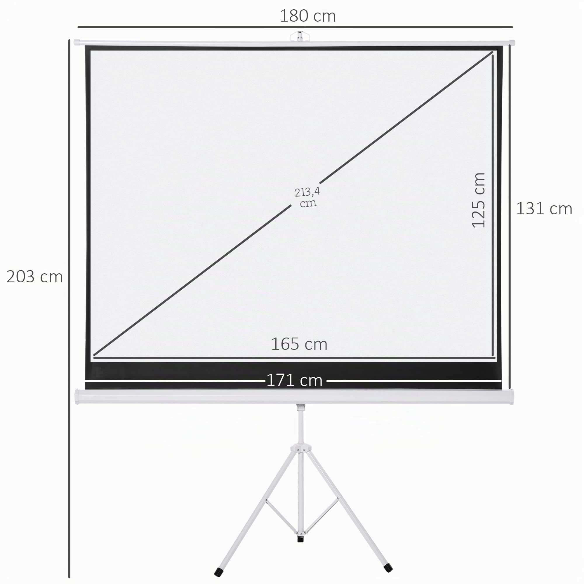 HOMCOM Écran de Projection avec trépied Pliable 84 Pouces 4K HD 4:3, écran vidéoprojecteur réglable en Hauteur, idéal pour Le Home cinéma, Les Films en intérieur/à l'extérieur