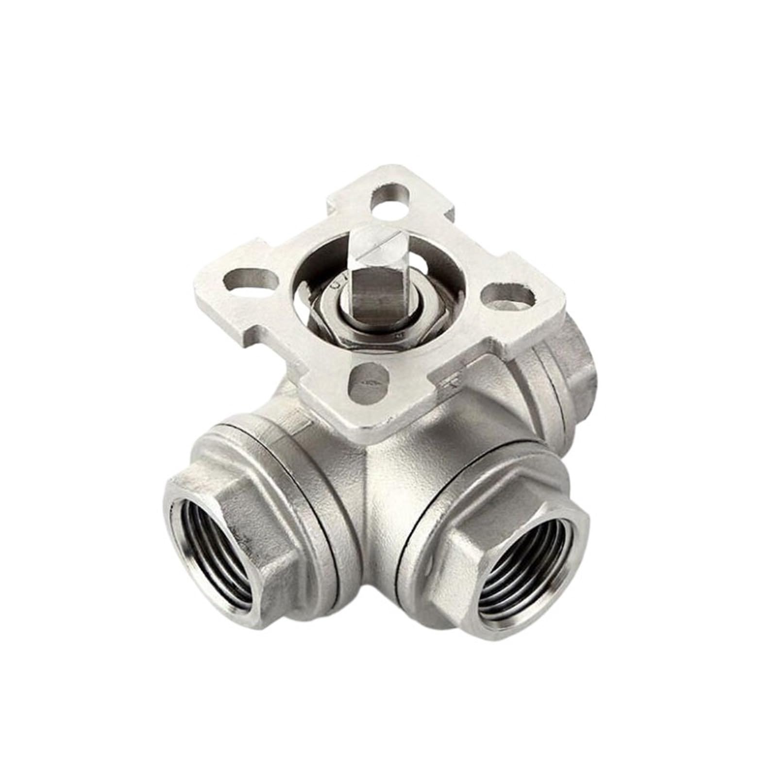 Xjedftozd Dn8 1Pc Stainless Steel Three-Way High 304 High Platform Pneumatic Ball Valve Dn15 Dn20 Dn25 40-Dn50