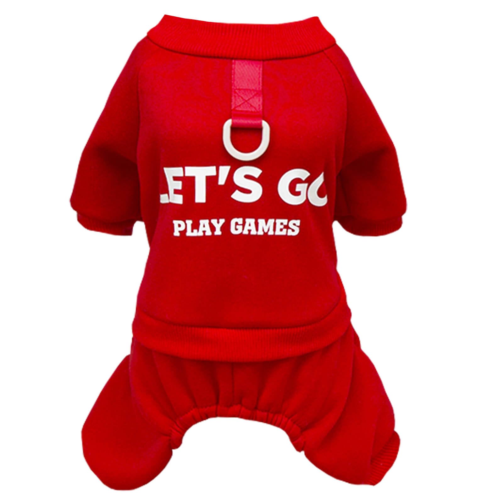 Izefia Dog SweatShirt Hoodies Clothes Apparel Letโs Go 4 Legs Jumpsuit Fleece Hoodless Sweater Winter Warm Cotton Crewneck Hoodie for Small Dog Medium Cat Red L โ image 1