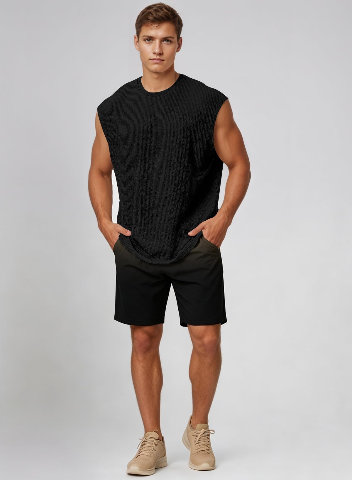 Tank Top Herren Texturiert Ärmellos Oversize Fitness Streetwear in vielen Farben und Größen