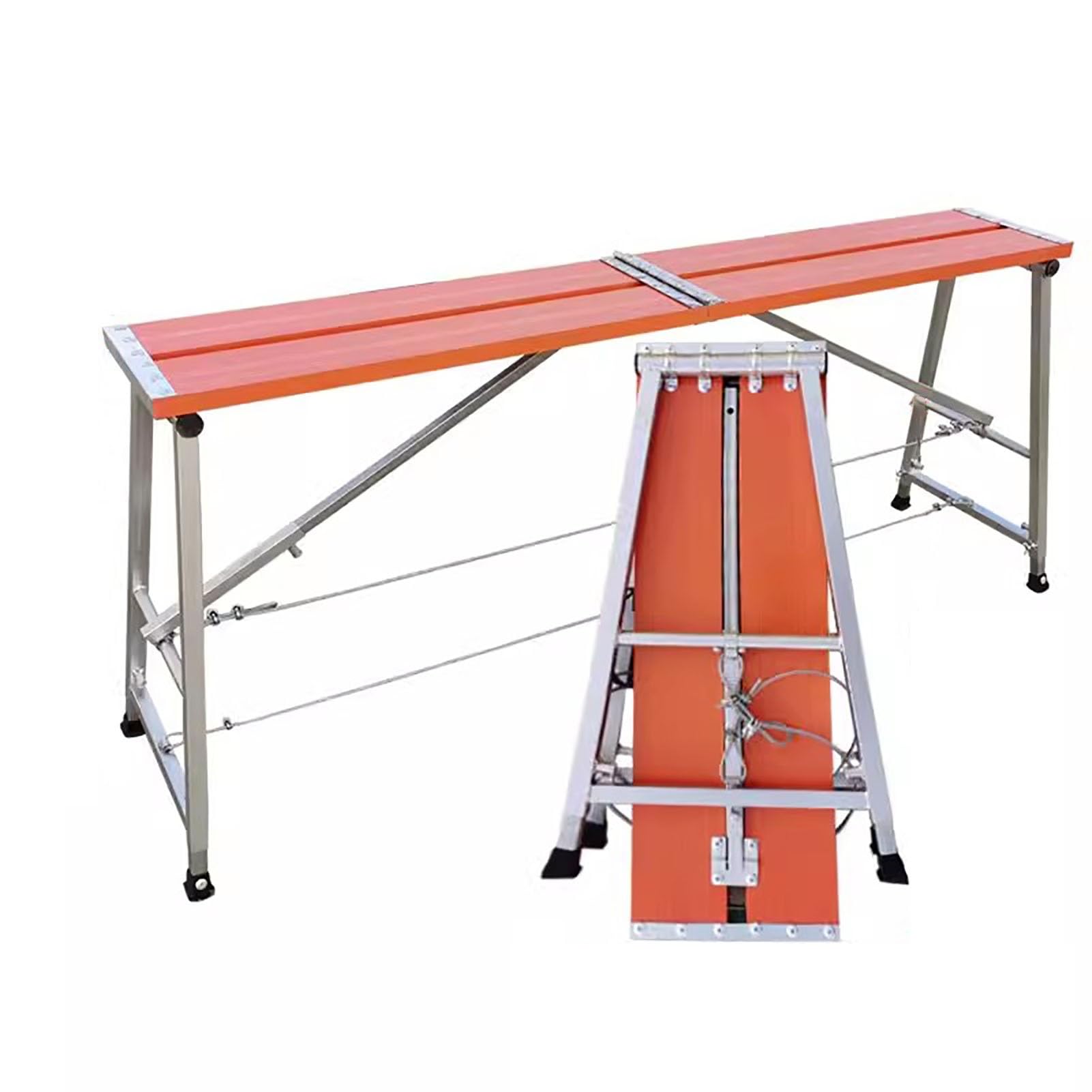 Andamio plegable de aluminio ajustable para uso doméstico, escalera de 140 cm con patas antideslizantes, herramienta de construcción ideal para proyectos de bricolaje y mantenimiento