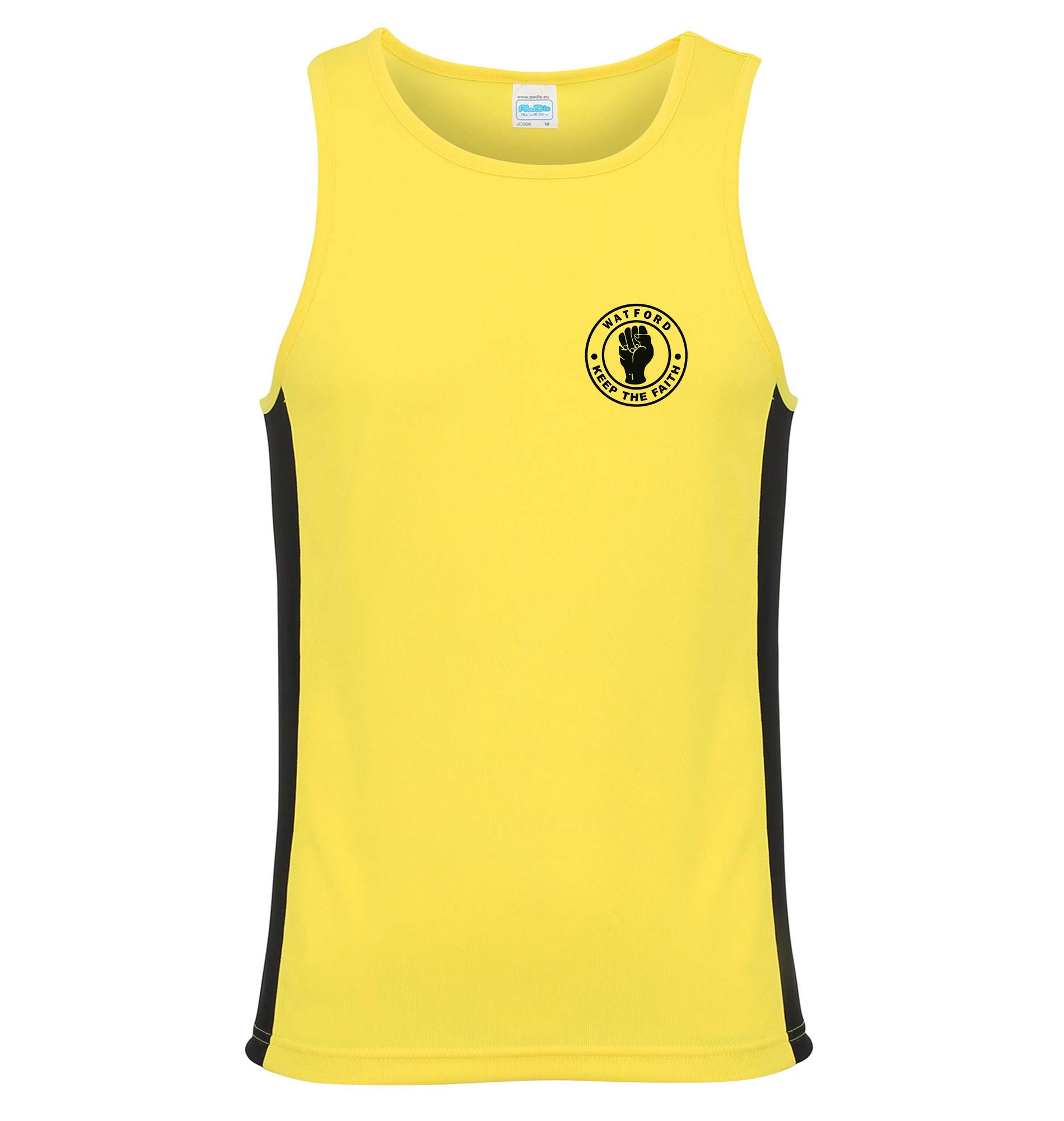 Zappatee Men's Yellow Watford - Keep The Faith Contrast Vest S