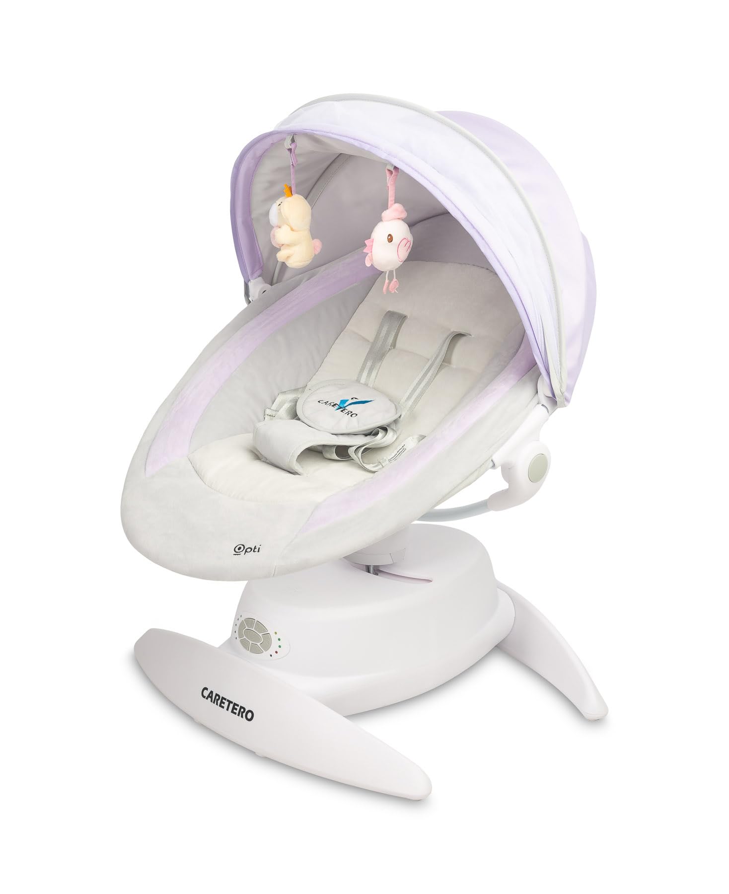 CARETERO - Transat Électrique Opti - Balancelle Électronique avec Trois Modes de Fonctionnement - 360 Degrés - Moustiquaire - Panneau de Contrôle Intuitif - Rotation 360 Degrés - Violet