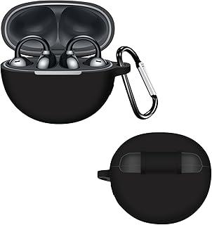 جراب هواوي فري كليب ناعم ومضاد للصدمات قابل للغسل جراب مضاد للغبار مع حلقة تعليق بخطاف (أسود)