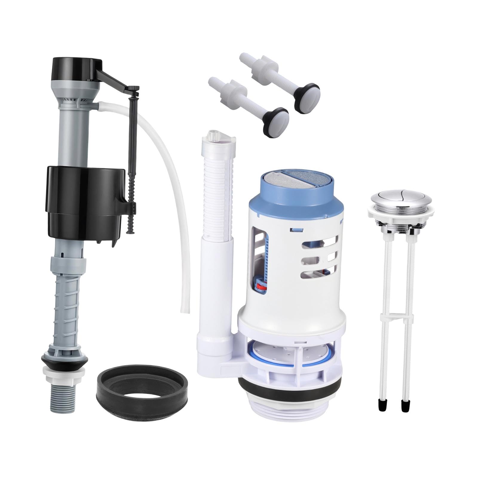 MagiDeal Kit di riparazione per valvola di scarico doppia per WC, pulsante di facile installazione, guarnizione con bulloni, valvola di riempimento e scarico