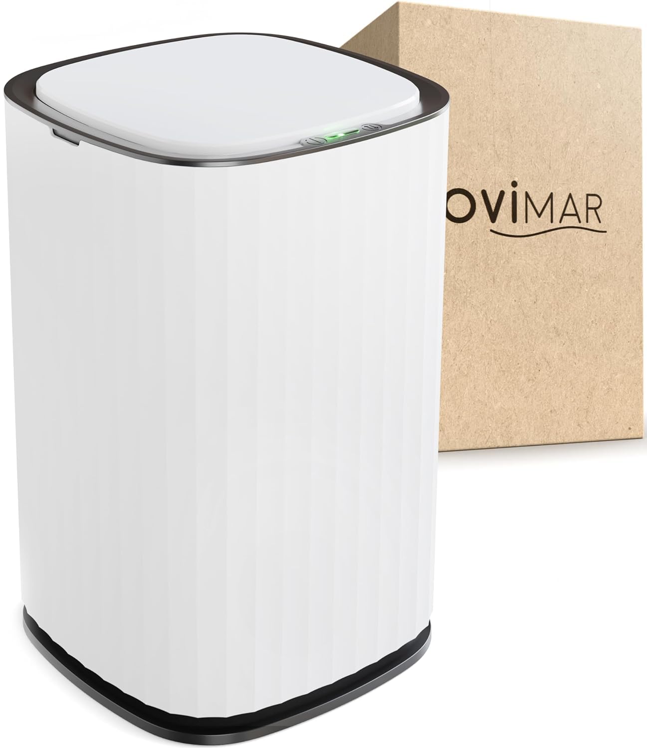 ovimar Sensor Badeimer Svaneke | Weiss | Sensor Mülleimer | Kosmetikeimer oval | Eimer mit Deckel | 10l (Liter) | auch als Windeleimer | stylischer Mülleimer fürs Bad oder die Küche als Abfalleimer