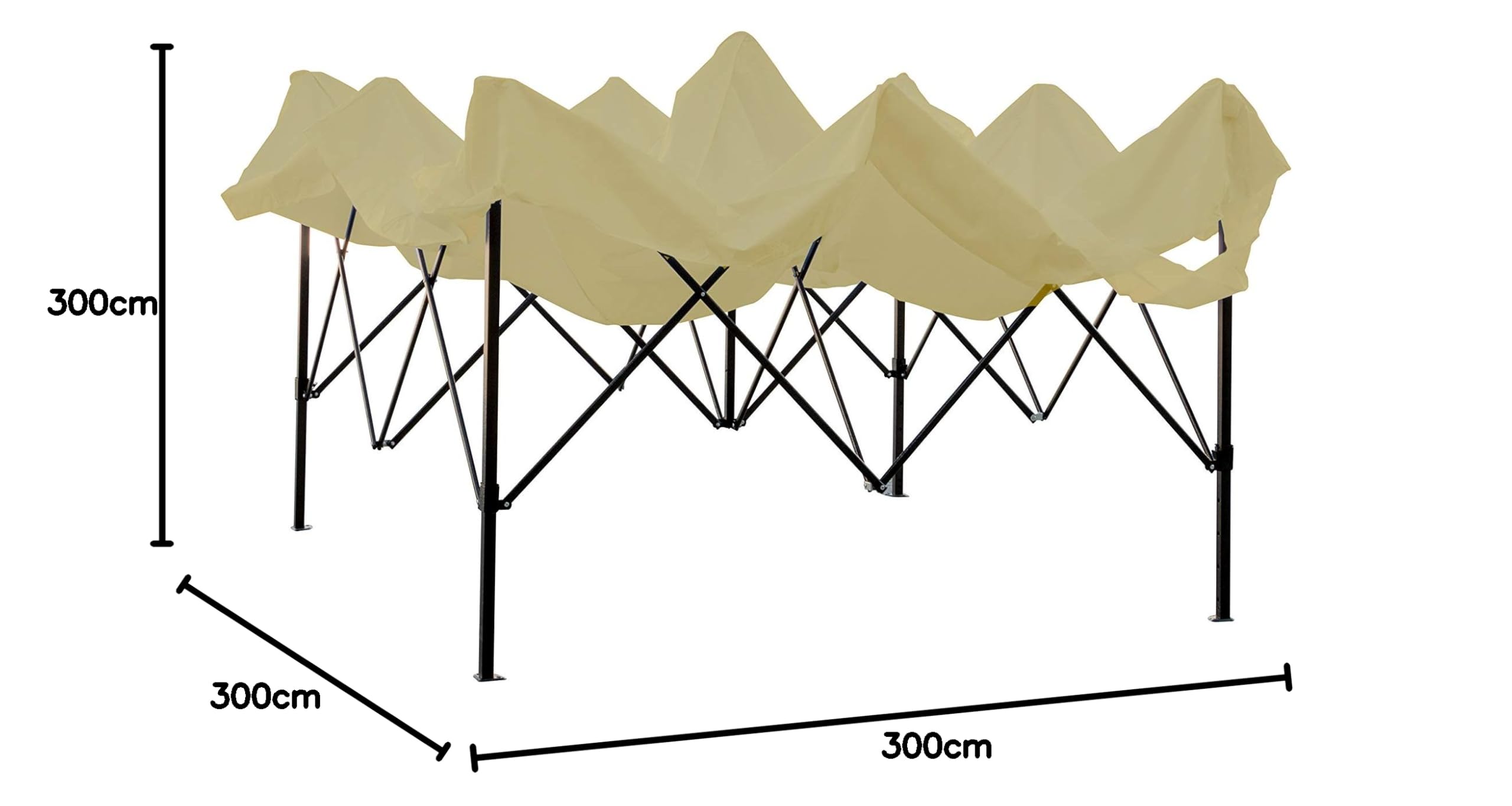 Gazebo Pieghevole Impermeabile 3x3 Beige Oxford 600D PVC Struttura Rinforzata per Giardino