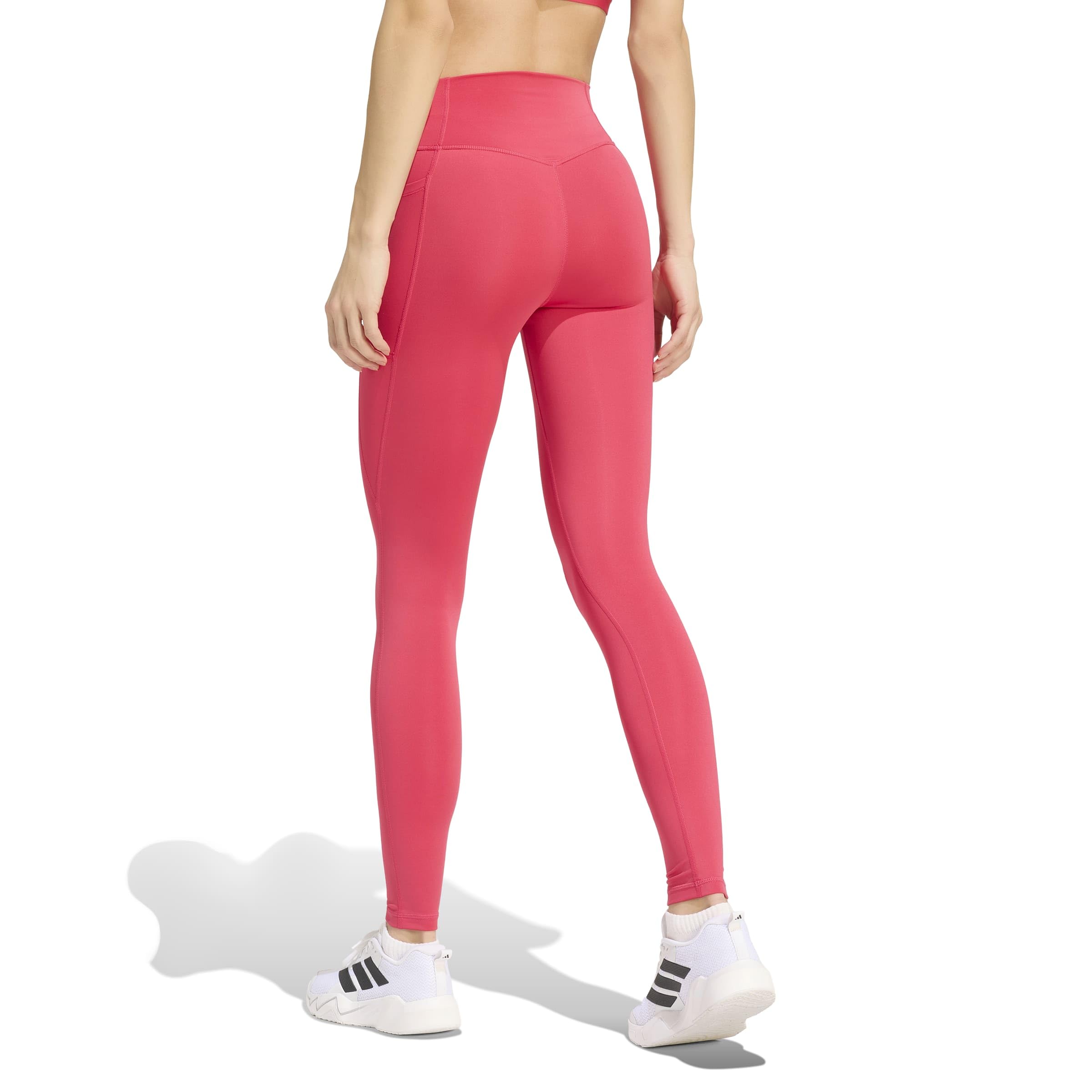 adidas Donna Optime Essentials Stash Pocket Full Length Leggings Tights, power pink, S
