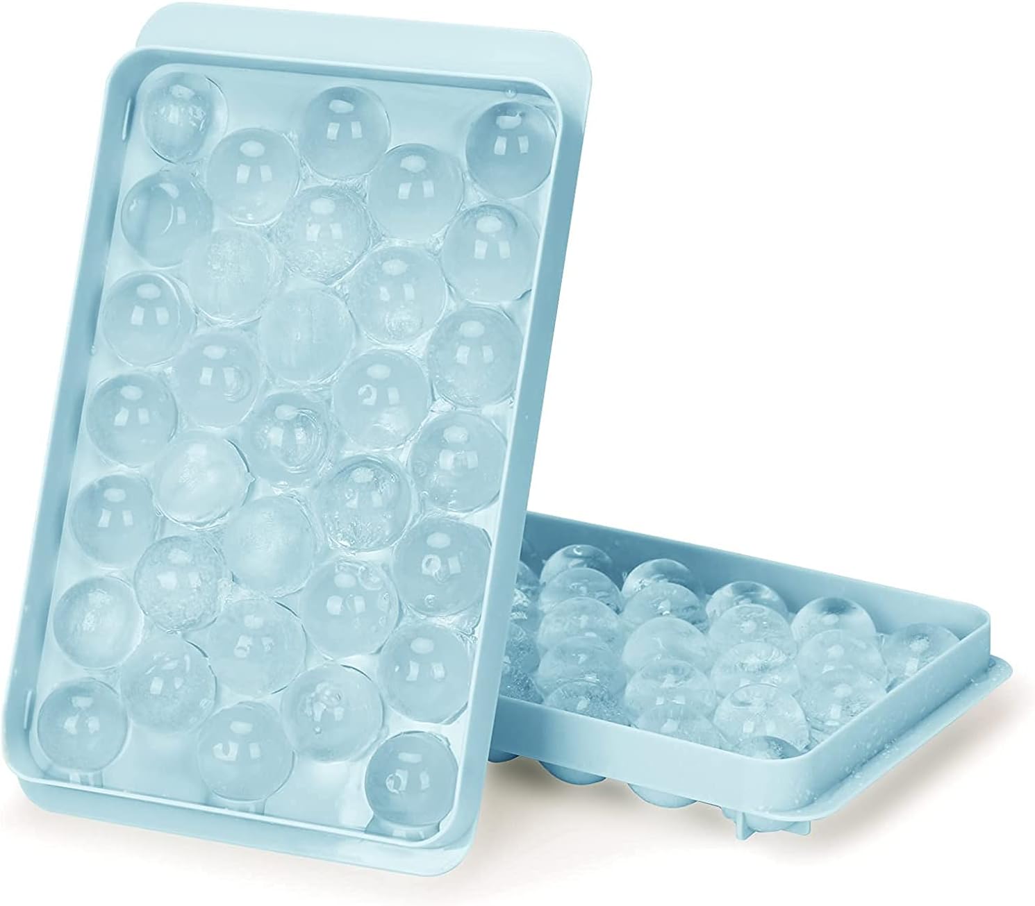 Alexvyan 1 Pack Ice Cube Chocolate Trey Maker Tray Mold for Freezer Chilling Cocktail Whiskey Tea & Coffee (Blue Round - 33 Pcs)