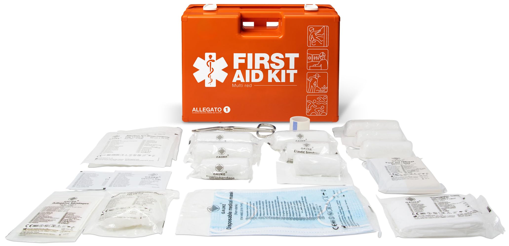 Valigetta di Pronto Soccorso MULTISAN arancio DIN 13169-E 263x170x83 mm