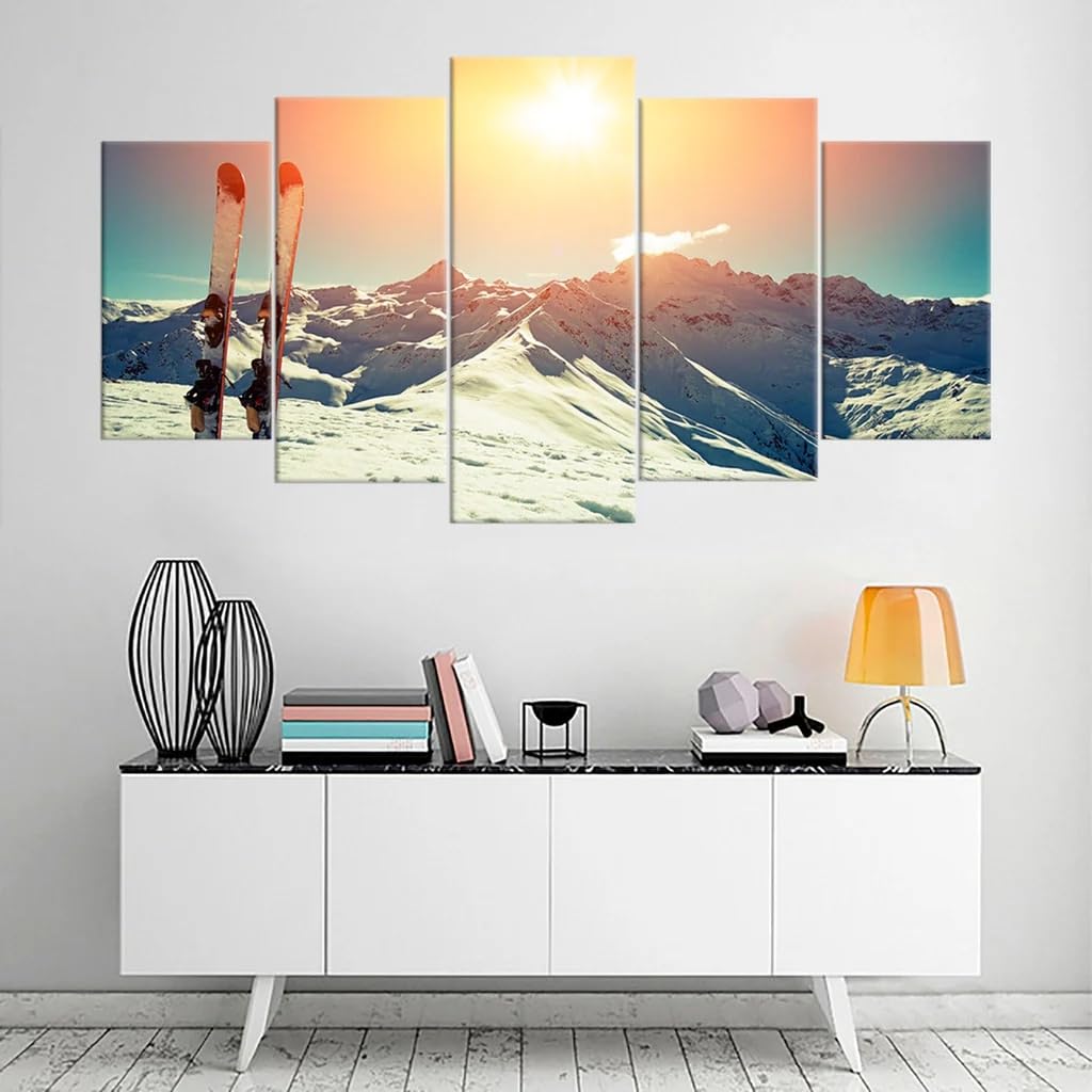 Tableau decoration murale ski pour salon et chalet moderne - 7