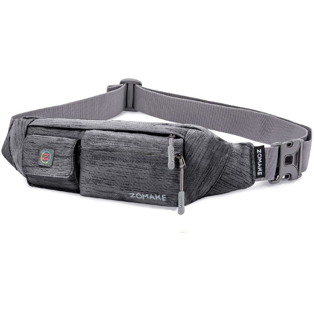 ZOMAKE Riñonera,Riñonera para Mujeres Y Hombres,Riñonera De Viaje con Cinturón Ajustable Y 4 Bolsillos con Cremallera,Adecuada para Entrenamiento Al Aire Libre,Viajes,Ocio,Correr(Gris Verdoso)