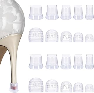 10 Pairs Heel Caps for High Heels, 5 Sizes Heel Covers for High Heel Shoes Black High Heel Protectors Non-Slip Heel Stoppers for High Heels Replacement Tips Caps for Walking on Grass and Uneven Road