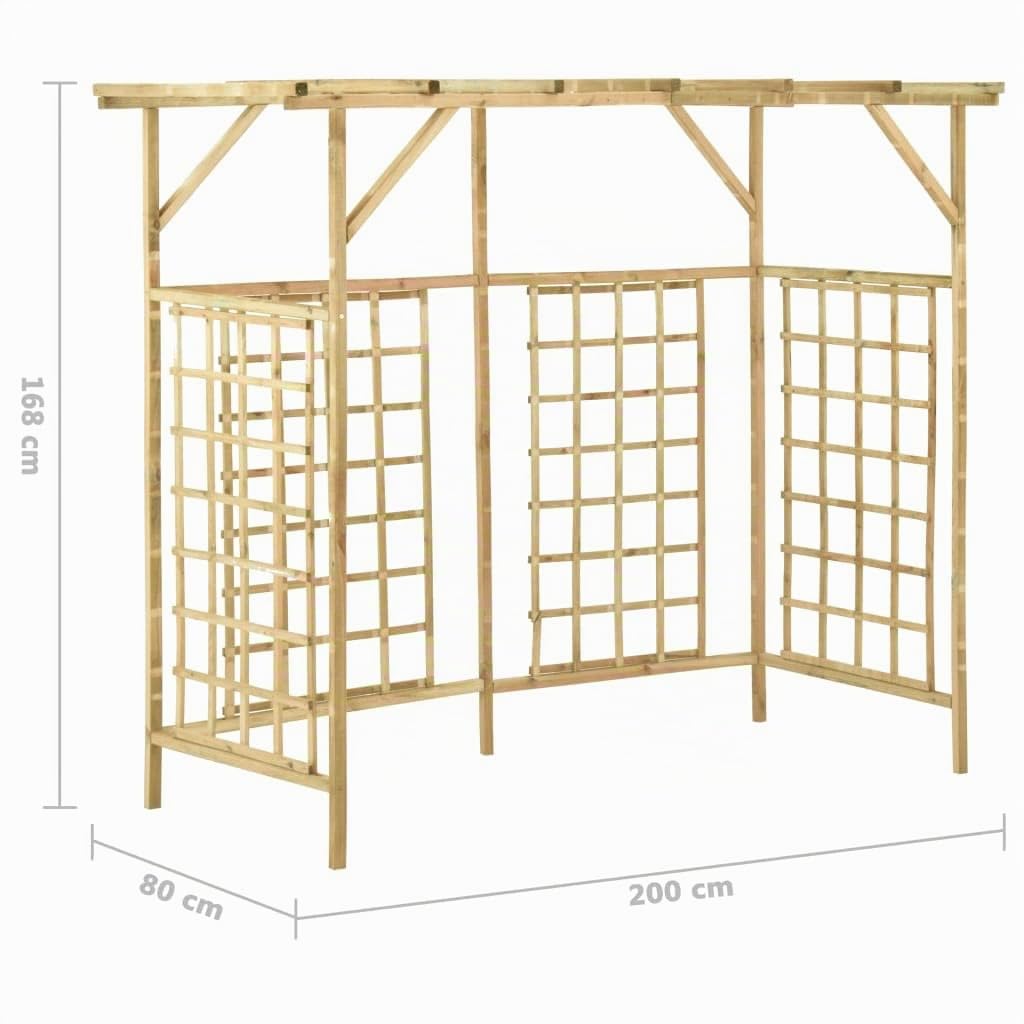 vidaXL Pergola de Jardin pour Poubelles Triples Support pour Roses Plantes Grimpantes Patio Terrasse Extérieur Bois de Pin Imprégné
