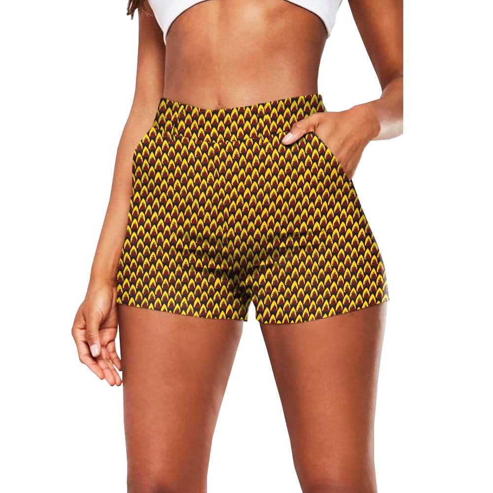 Private Afripride Women's 543 African Print Shorts Summer Fashion Casual Sexy Short Cotton Plus Size Slim Fit High Waist Ankara Dashiki, S