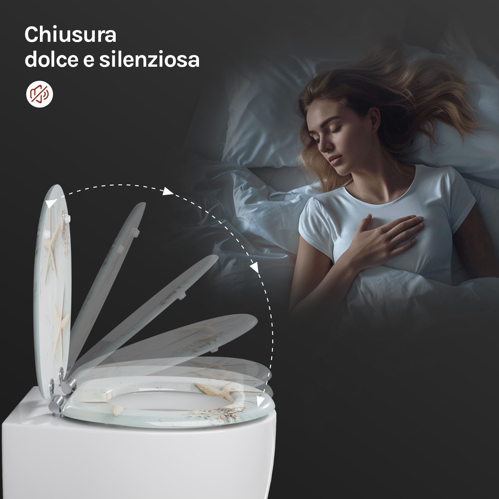 WOLTU Sedile WC copriwater universal, Urea-Formaldeide Chiusura,facile da montare, MDF Materiale a Fissaggio Parte inferiore, a Forma di O