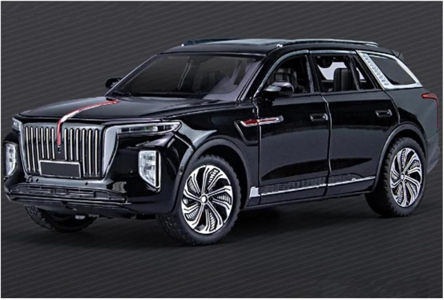 Scale car Model 1/24 for E-HS9 SUV Alloy New Energy Car Model Diecast Metal Vehicle Collectible Souvenir Suitable for Decoration(Black)