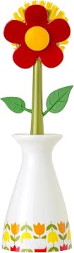 Vigar Flower Power Dish Brush - Flower-Shaped, Dish Brush with Handle, Dish Scrubber with Stand, Scrub Brush for Dishes, Dishwashing Brush, Kitchen Scrub Brush, Kitchen Essentials - White, Red