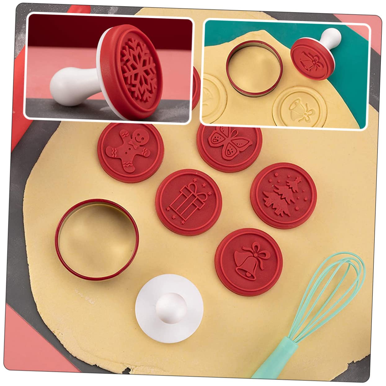 TOPBATHY 3 Ensembles tampon à biscuits tampon biscuit professionnel biscuit sapin de noel cuisine accessoires kit noel décor emporte-pièce de cuisine moule à biscuits en silicone pp rouge