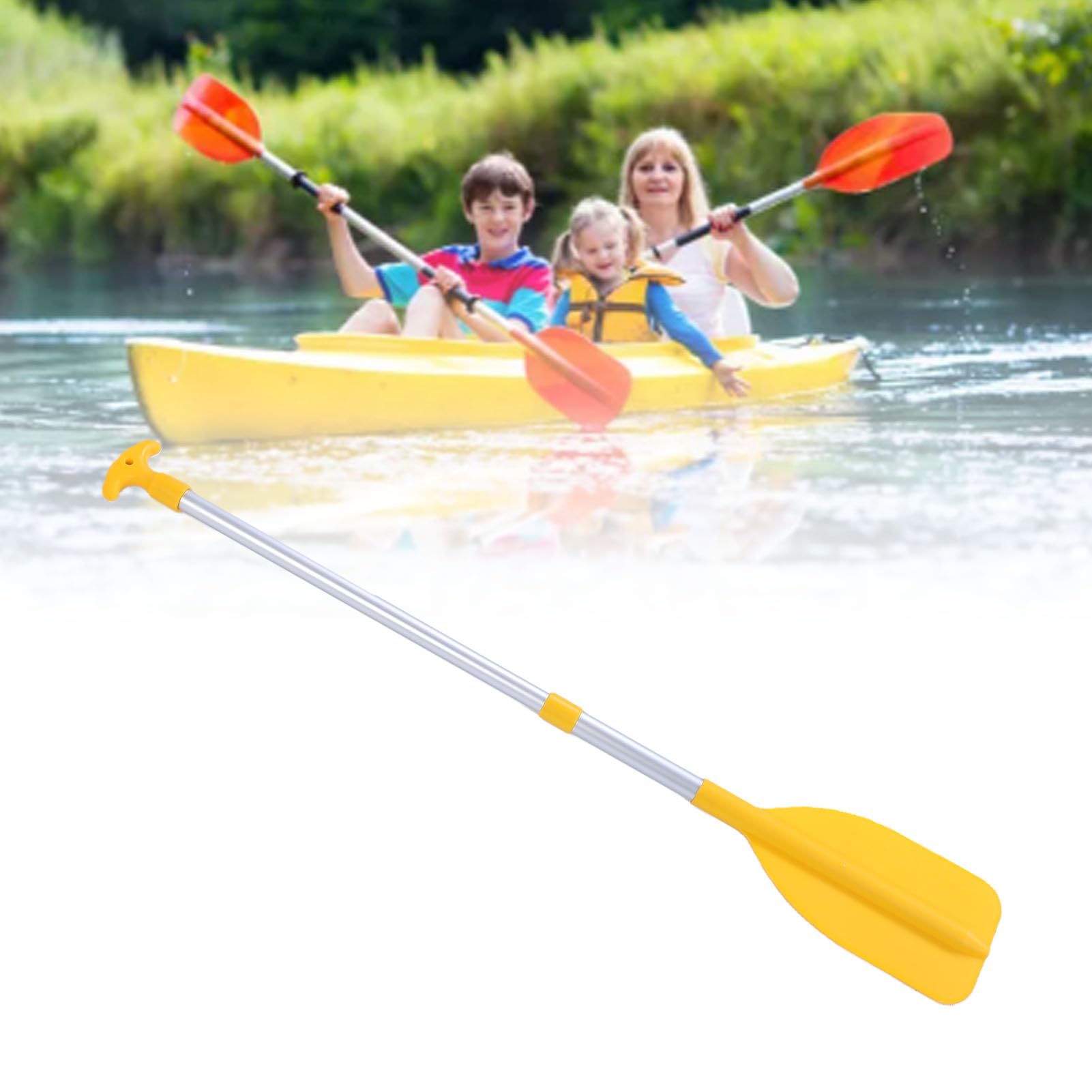 SUNGOOYUE Wiosło do łodzi, Wiosło do Kajaka z Rozpylaczem Wody, Kajaka z Teleskopowym Aluminiowym Trzonkiem, 65 Cm 110,5 Cm, Wyprofilowany Uchwyt Zabawy w Wodzie d
