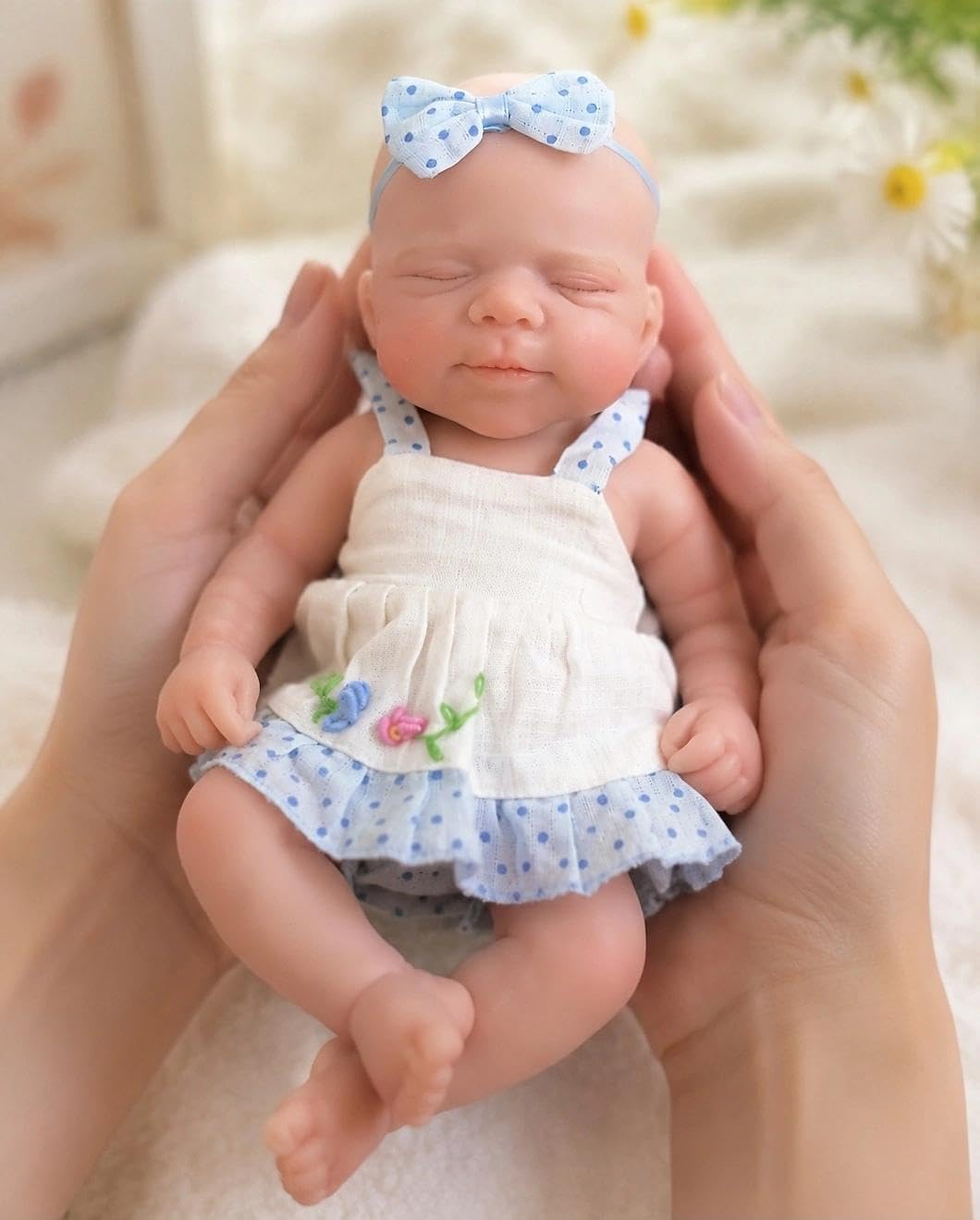 Zero pam Reborn Babypuppen, 20,3 cm, Squishy, Silikon, offener Mund, 3D-Haut, beweglich, realistisches Baby-Puppe, Geschenk für Mädchen