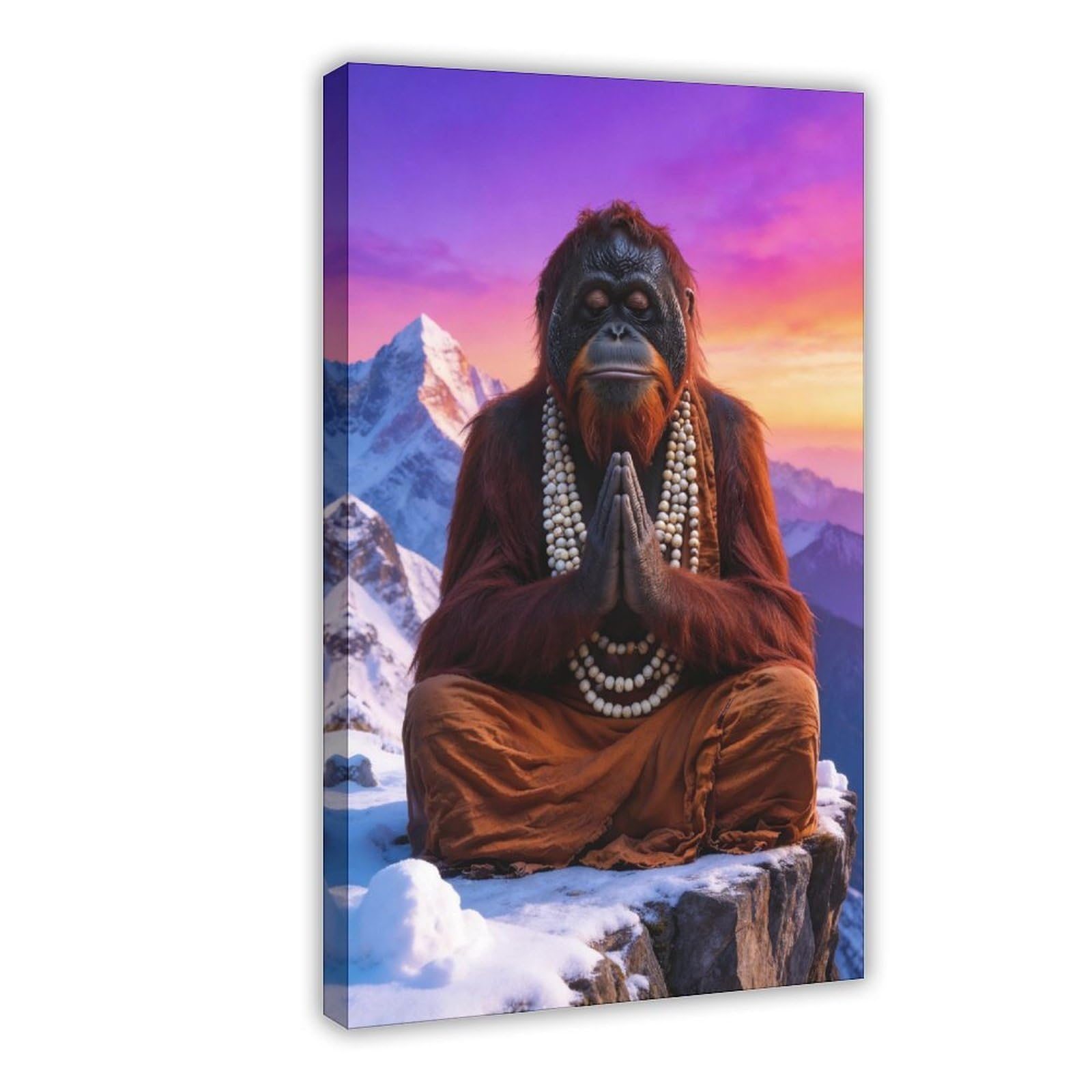 Bareronor Zen Ape Meditating Canvas Poster for Bedroom Decor Gift