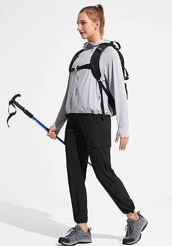 Miniatura 5 de POLIVA Pantalones de senderismo para mujer, ligeros, pantalones tipo cargo, capris para mujer, de secado rápido, resistentes al agua, golf, viajes