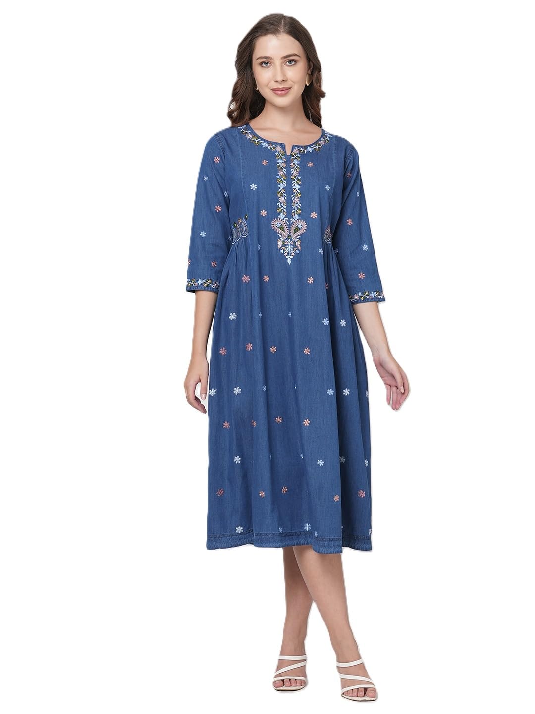 gia Denim Dress for Women, Multi Colour Emboridery All time Fashion-picture-11