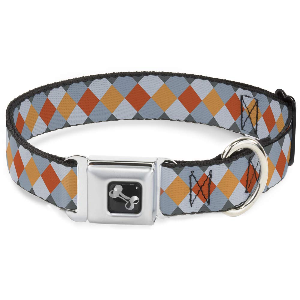 Buckle Down Diamante Plaid Grays/Arancio Collare Osso, Wide Small/13 – 45,7 cm
