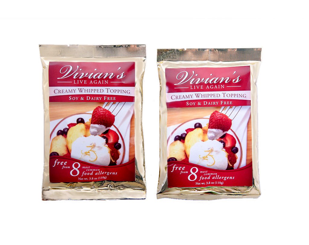 Vivian's Live Again Vegan Whipped Cream Mix - Dairy Free, Gluten Free, Top 8 Allergen Free - 2 Pack for Frosting & Toppings