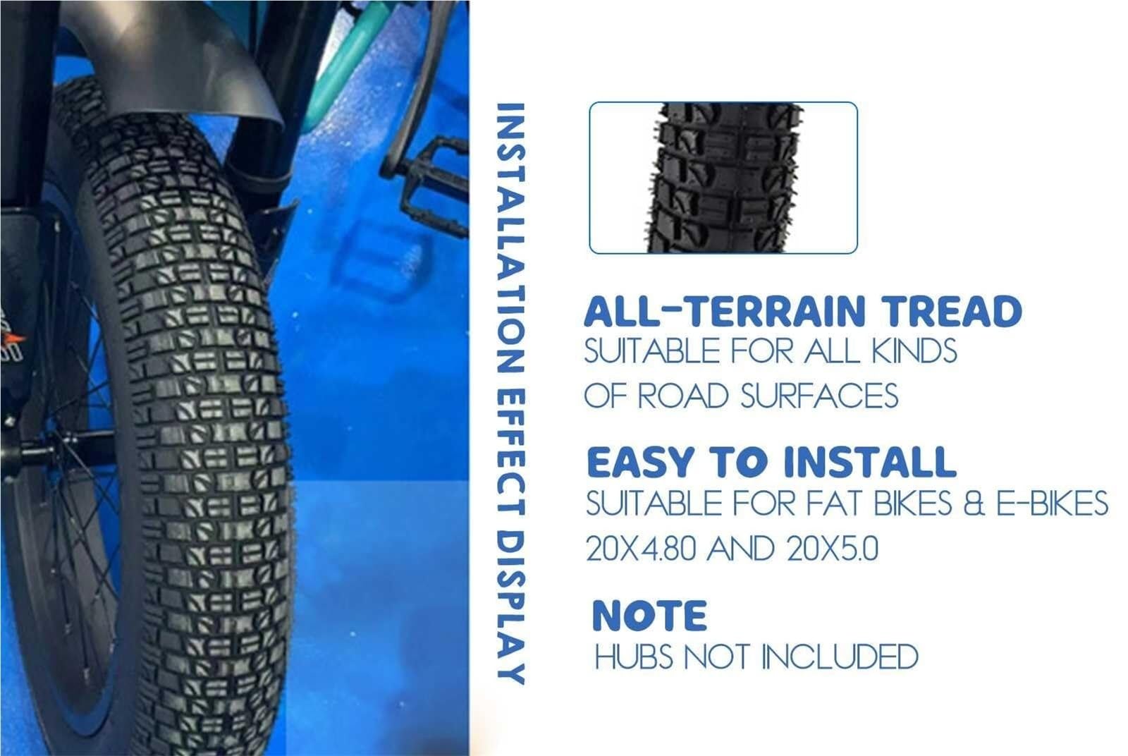 20x5.0 Opona do Roweru Elektrycznego MTB, Przeciwko Przebiciom, Teren Wszystkich Typów, Wysoka Wydajność, Odporna na Zużycie(TIRE)
