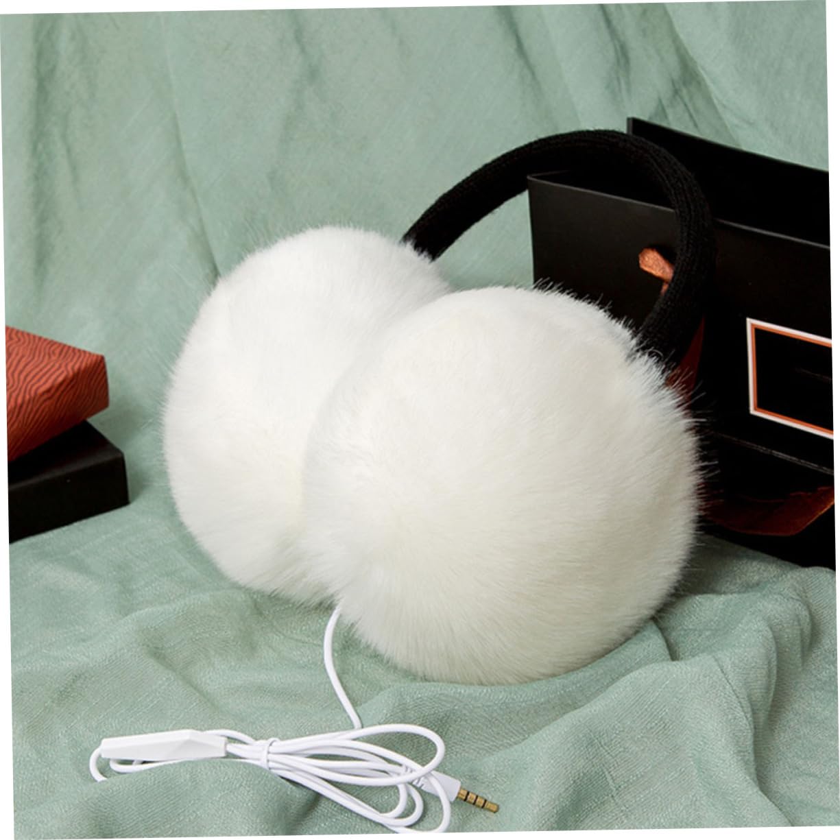 2piezas Orejeras De Invierno Para Mujeres Earmuffs Forro De Piel Sintética Protección Térmica y Sonido Banda De Música Conector De