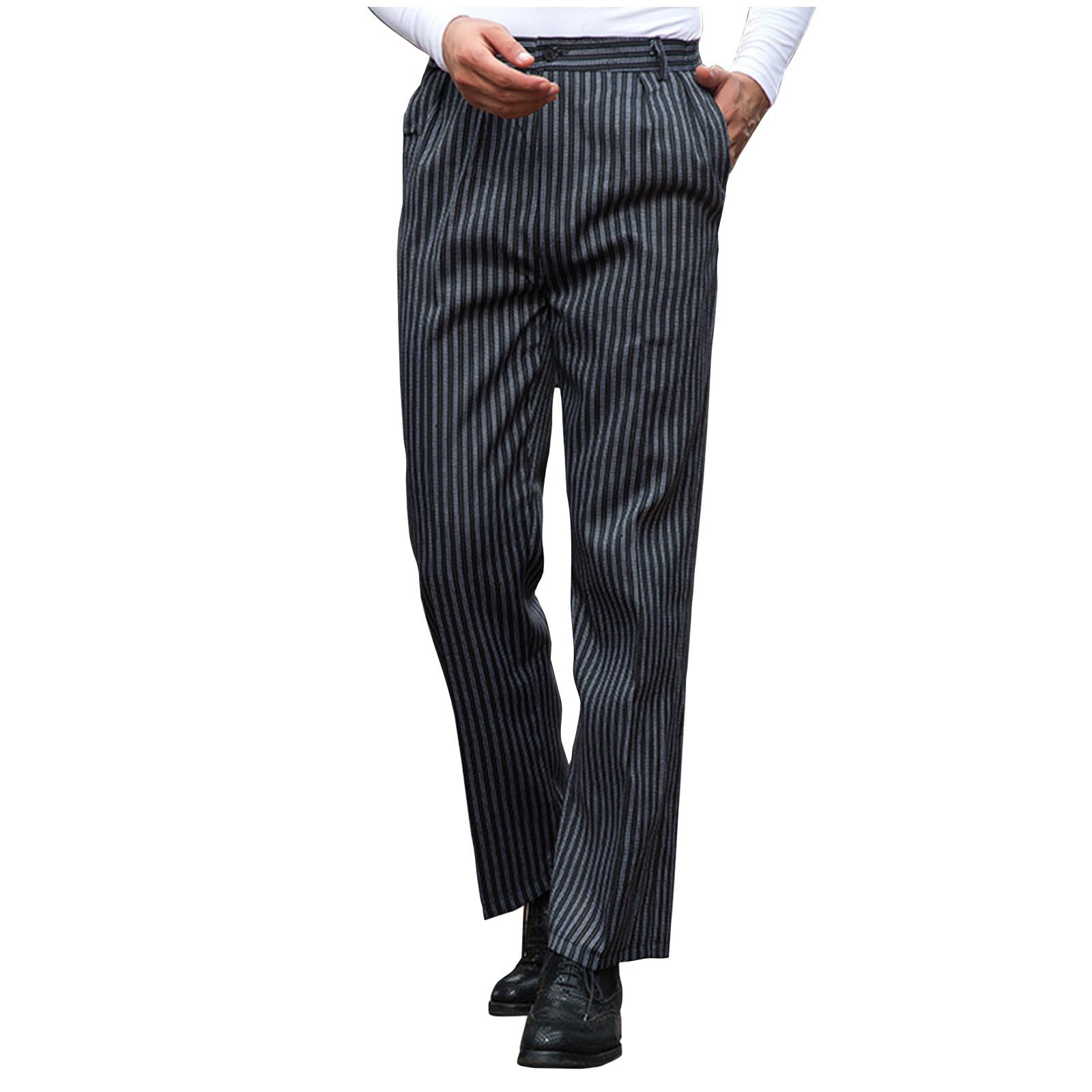 Cambkatl Mens Striped Straight Leg Dress Pants - Stretch Business Casual Versatile Outdoor Golf Work Pants with Pockets
