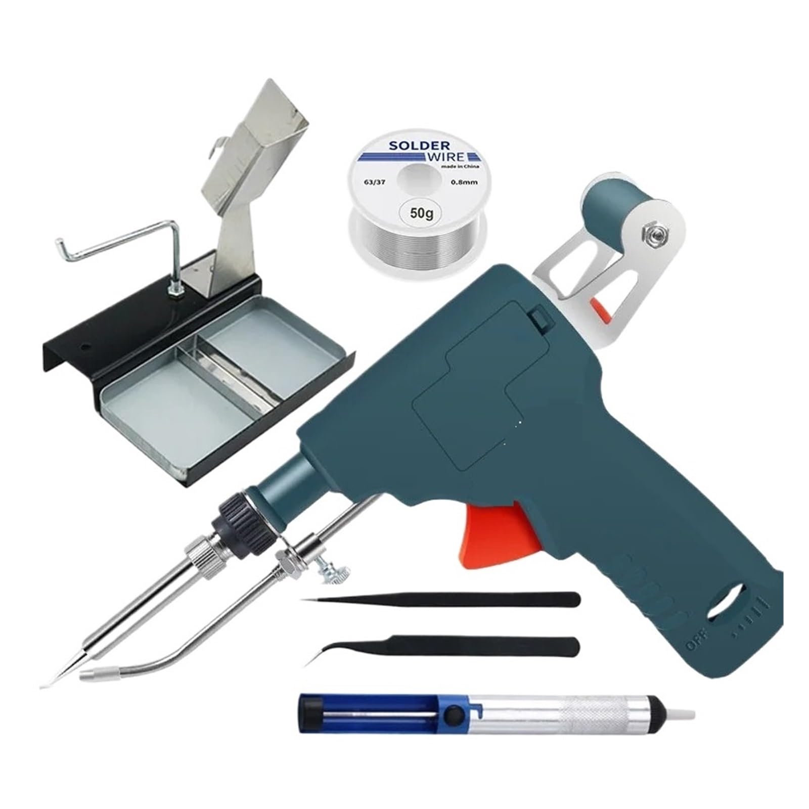 Pistola De Soldadura Estaño Con Temperatura Ajustable, Hierro Regulación Interna 80W, Kit Eléctrico Alimentación Automática, Equipo Calentamiento Preciso(6 Pcs Stand Kit)
