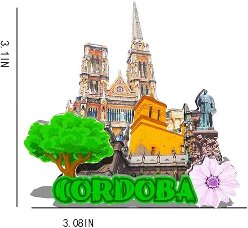 Miniatura 3 de Imán de Córdoba Argentina para nevera de madera 3D, monumentos de viaje, coleccionables, recuerdos, decoración hecha a mano -562
