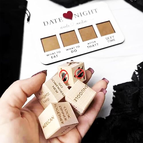 Miniatura 5 de Dados de noche de cita después de la edición oscura, juego de mesa de madera para pareja, dados de decisión, para él y ella, regalos divertidos de