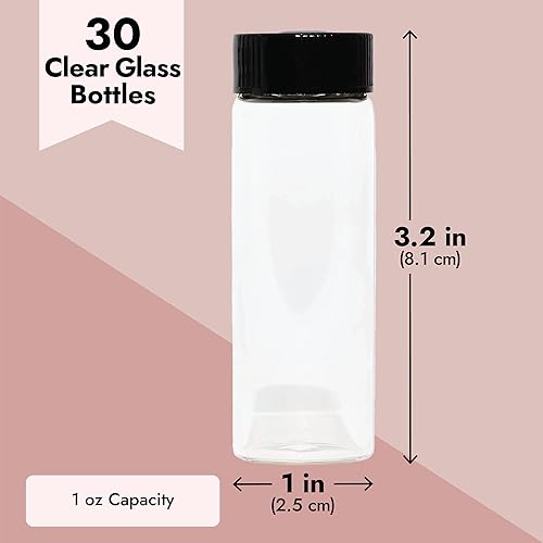 Miniatura 2 de Juvale Botellas de vidrio de líquido transparente de 1 oz con tapas para cosméticos, maquillaje, almacenamiento de líquido de muestra (1.0 fl oz),