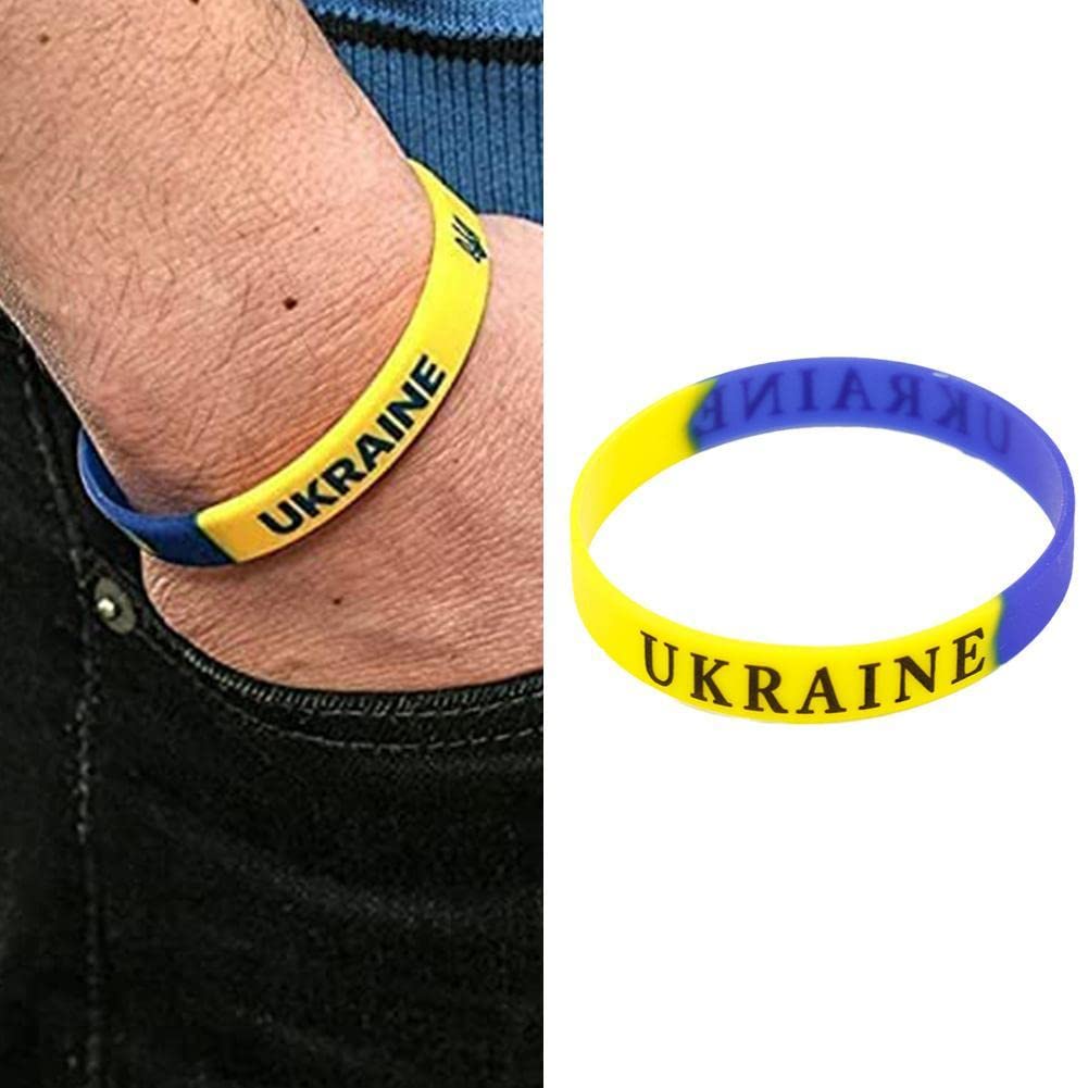 Ucraina Bandiera Bracciale Ucraina Ucraina Braccialetto di gomma Ucraina Supporto Ucraina I Stand con bandiera ucraina Braccialetti in silicone Braccialetto di gomma Regali ucraini Fan Souvenir Unisex