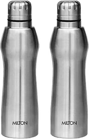 Milton Puro 1000 Stainless Steel Fridge Water Bottle Set Of 2 1000 Ml Bottle Pack Of 2 Silver Steel Amazon In Home Kitchen