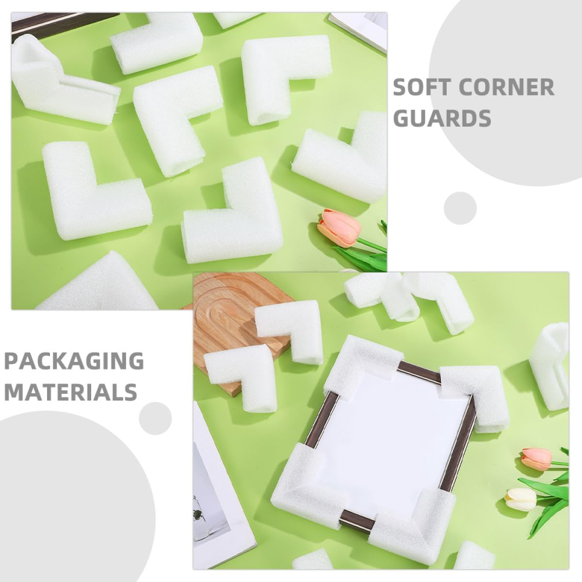 36pcs Thickened White Foam Corner Protectors 35mm for Picture Frames Mirrors Tv Edge Protection, Soft Foam Guards for Moving Shipping Furniture Wrapping Packaging Supplies