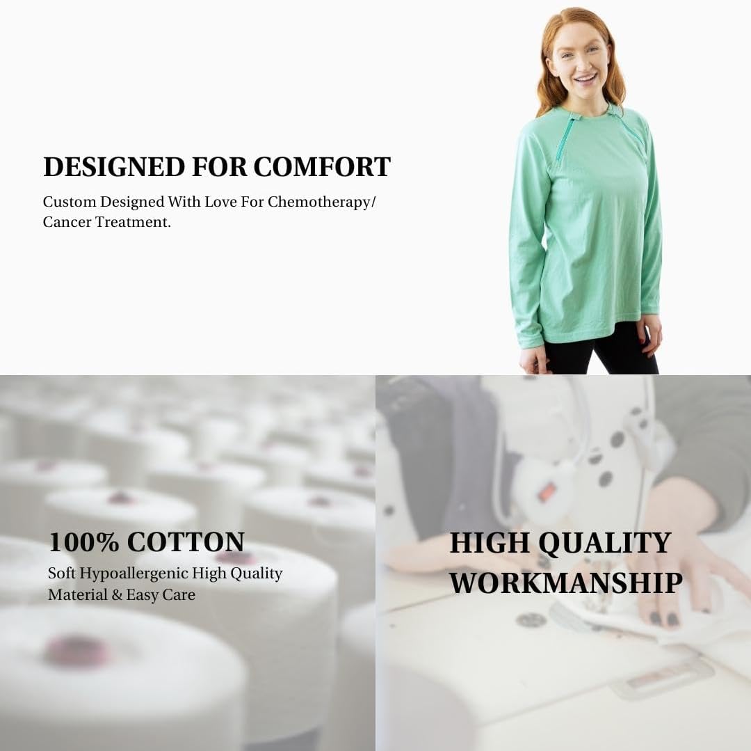 Inspired Comforts Women's Chemo Port Access Long Sleeve Shirt with Dual Zip Access - Image 7