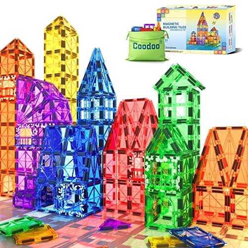 Magnetic-Building-Tiles-Kids-Toys-STEM-Magnetic-Blocks-Sensory-Toys-Kids-Games-Magnet-Building-Toys-for-Boys-and-Girls-Aged-3-Kids-Brain-Development-Preschool-Kindergarten-Toddler-Toys